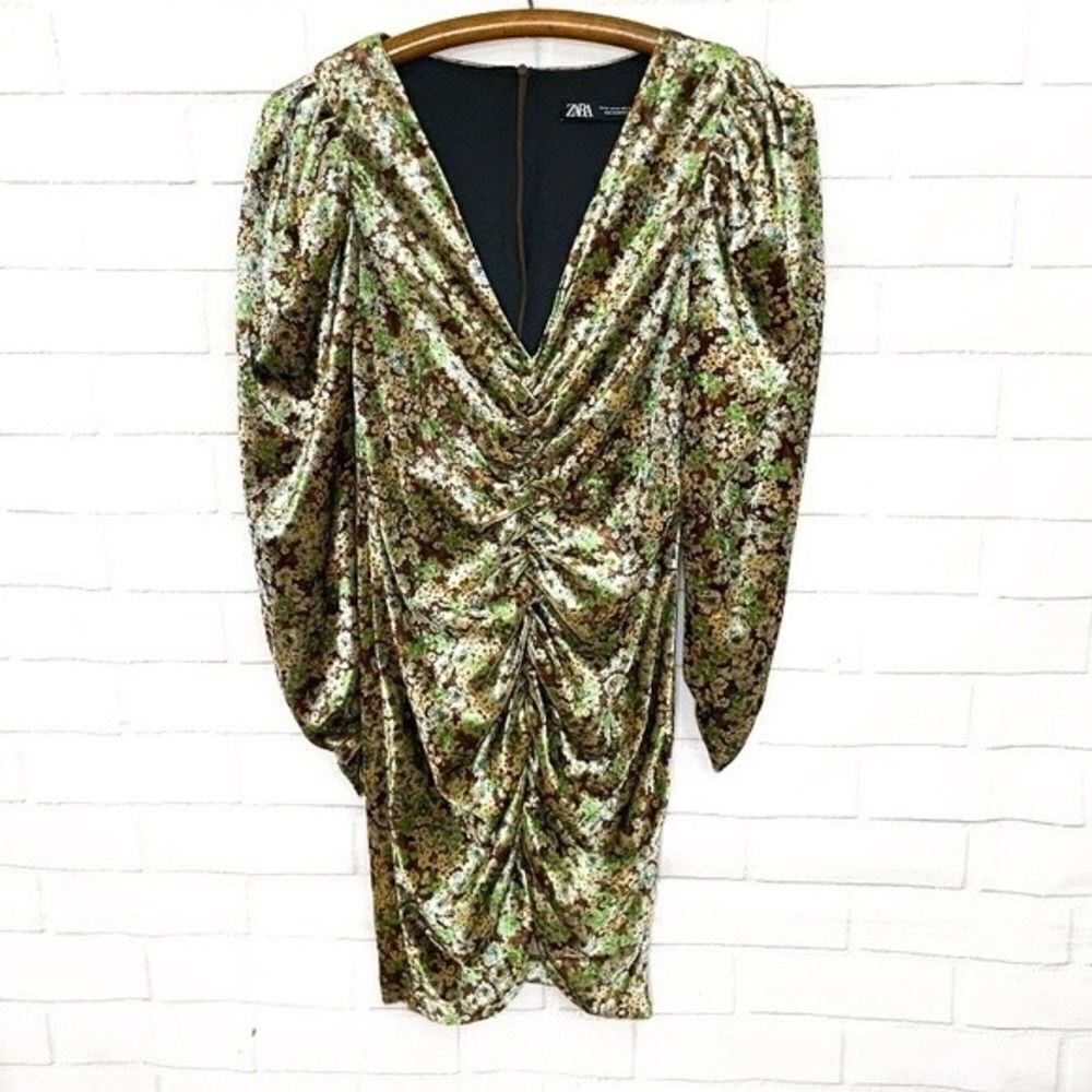 2 for $30 ZARA Velvet Floral Mini Dress - Picture 6 of 12